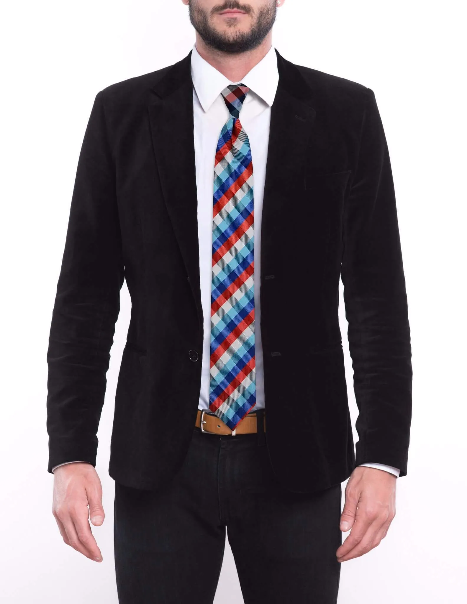 Red Blue Green Striped Plaid Tie