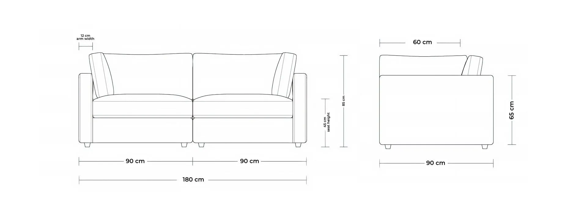 Sia Fabric Sofa for Living Room - Light Grey