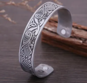Silver Colored Raven Viking Health Luck Knotwork Bracelet