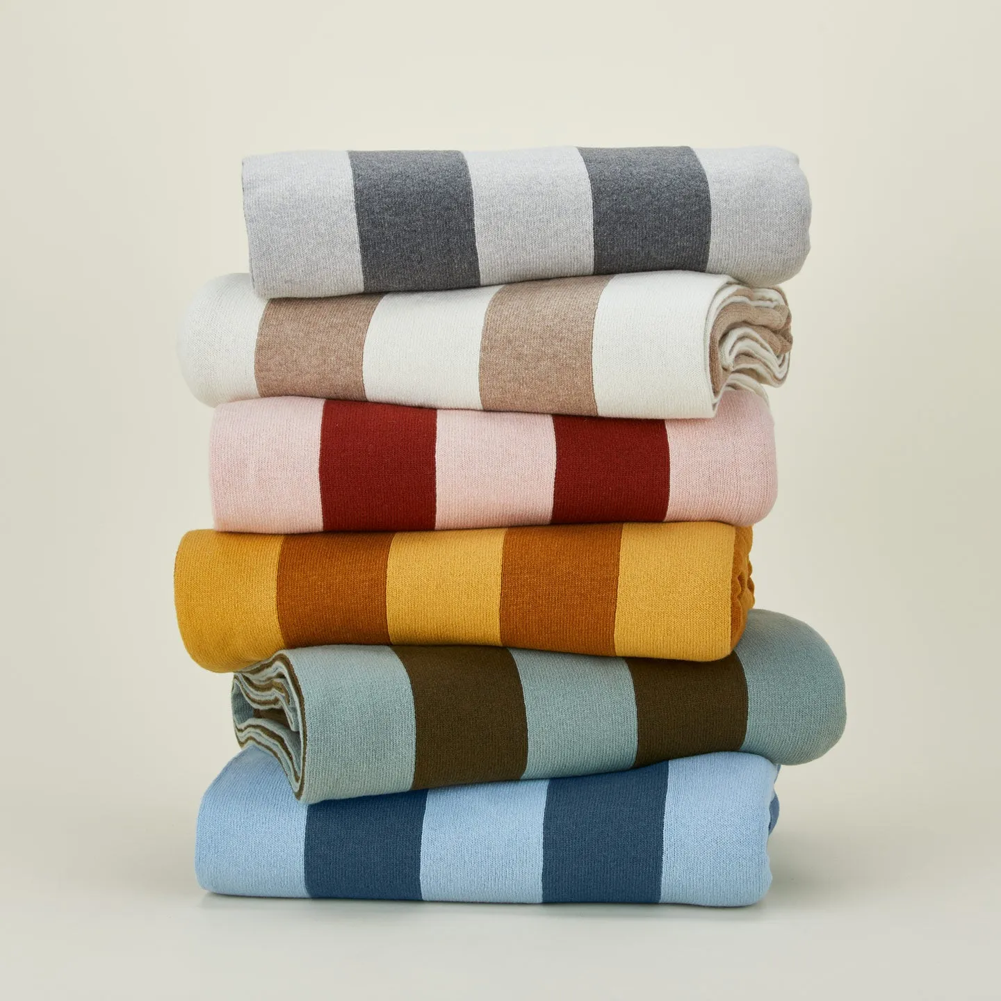 Simple Striped Throw- Ivory/Flax