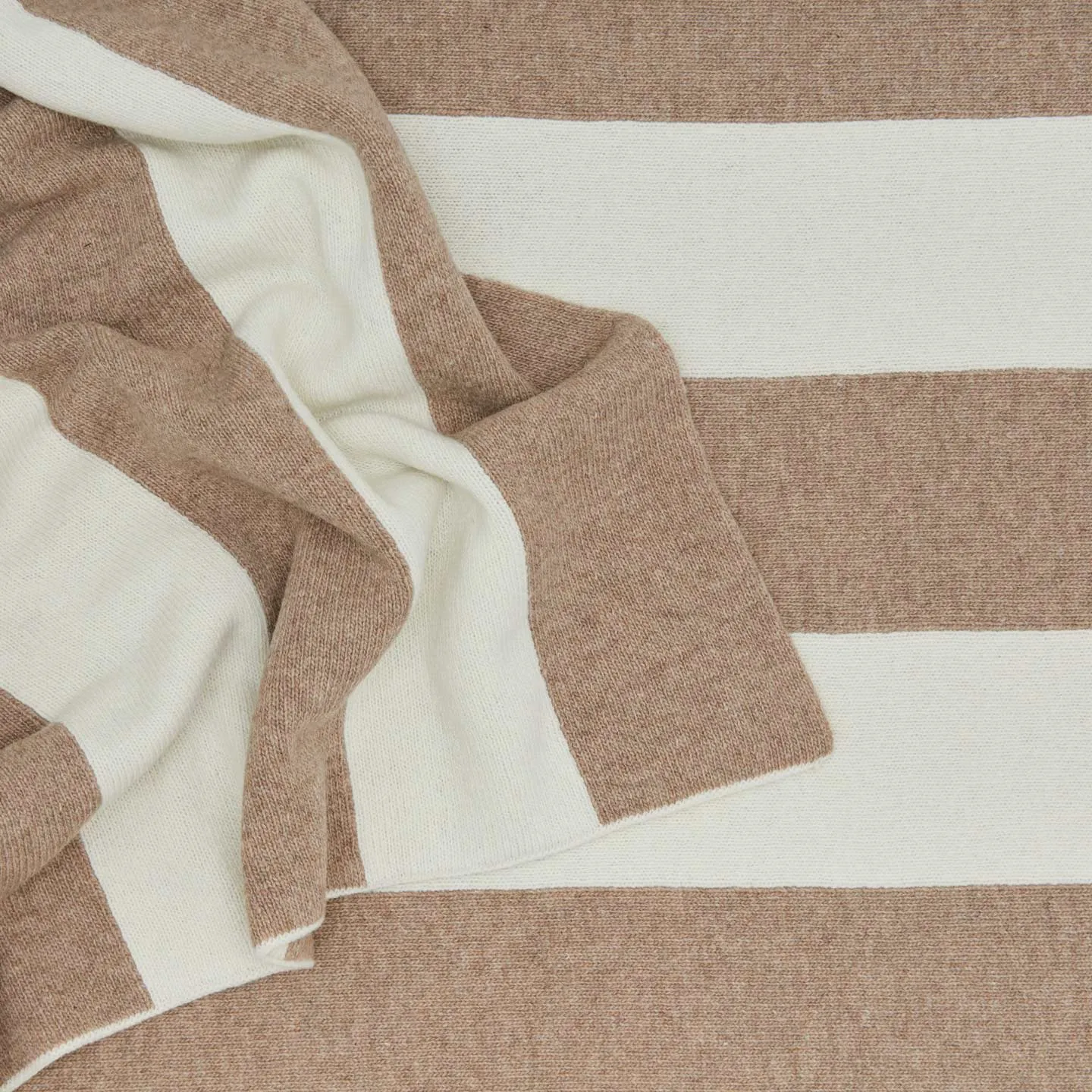 Simple Striped Throw- Ivory/Flax