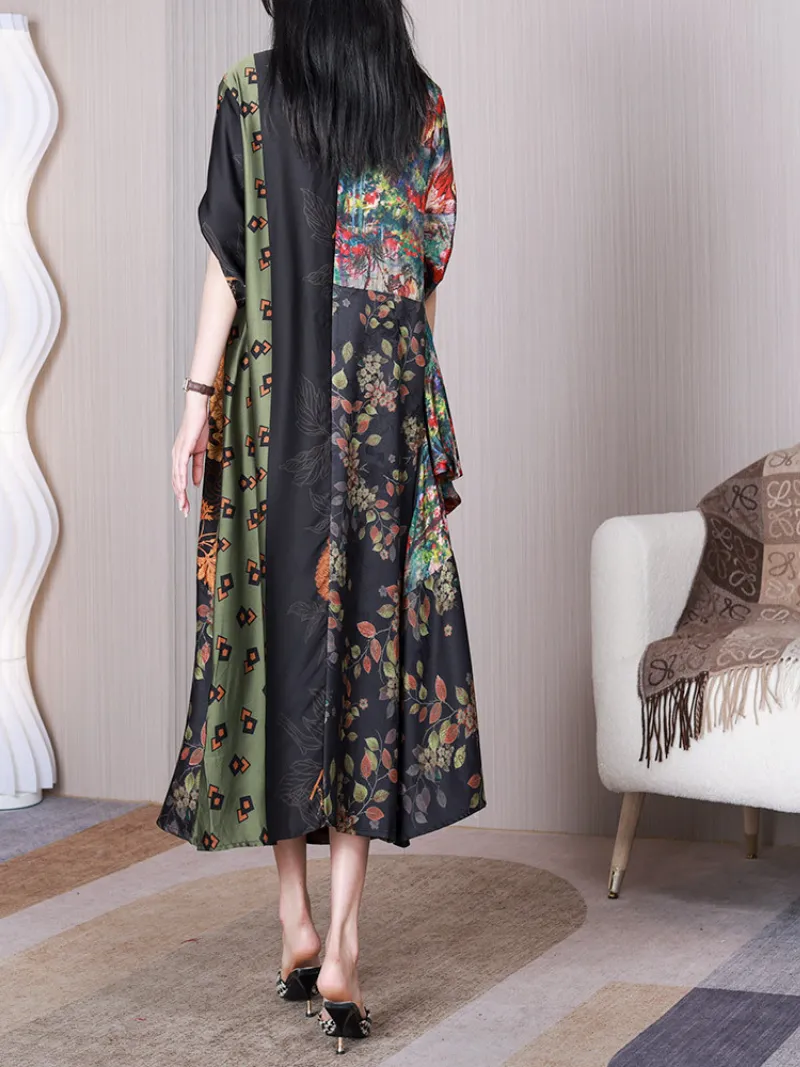 Sound Of Heartbeat Women's V-neck Middle Waost A-line Dress