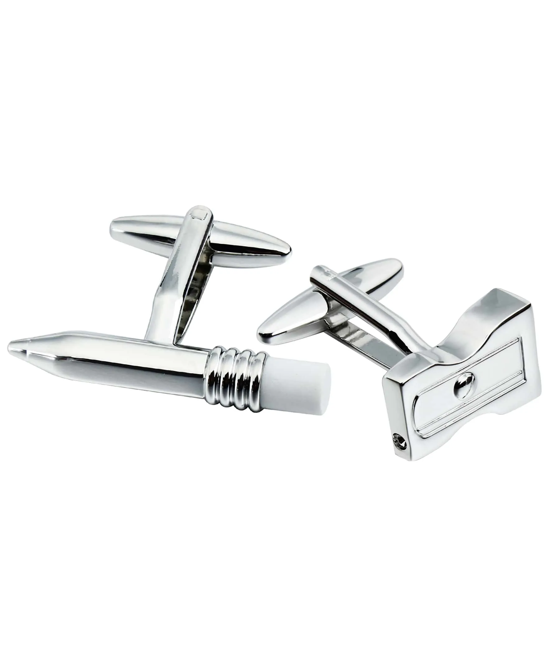 Sutton Silver-Tone Pencil and Sharpener Cufflinks