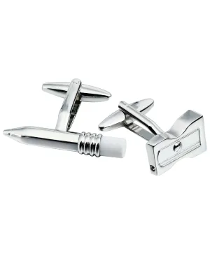 Sutton Silver-Tone Pencil and Sharpener Cufflinks