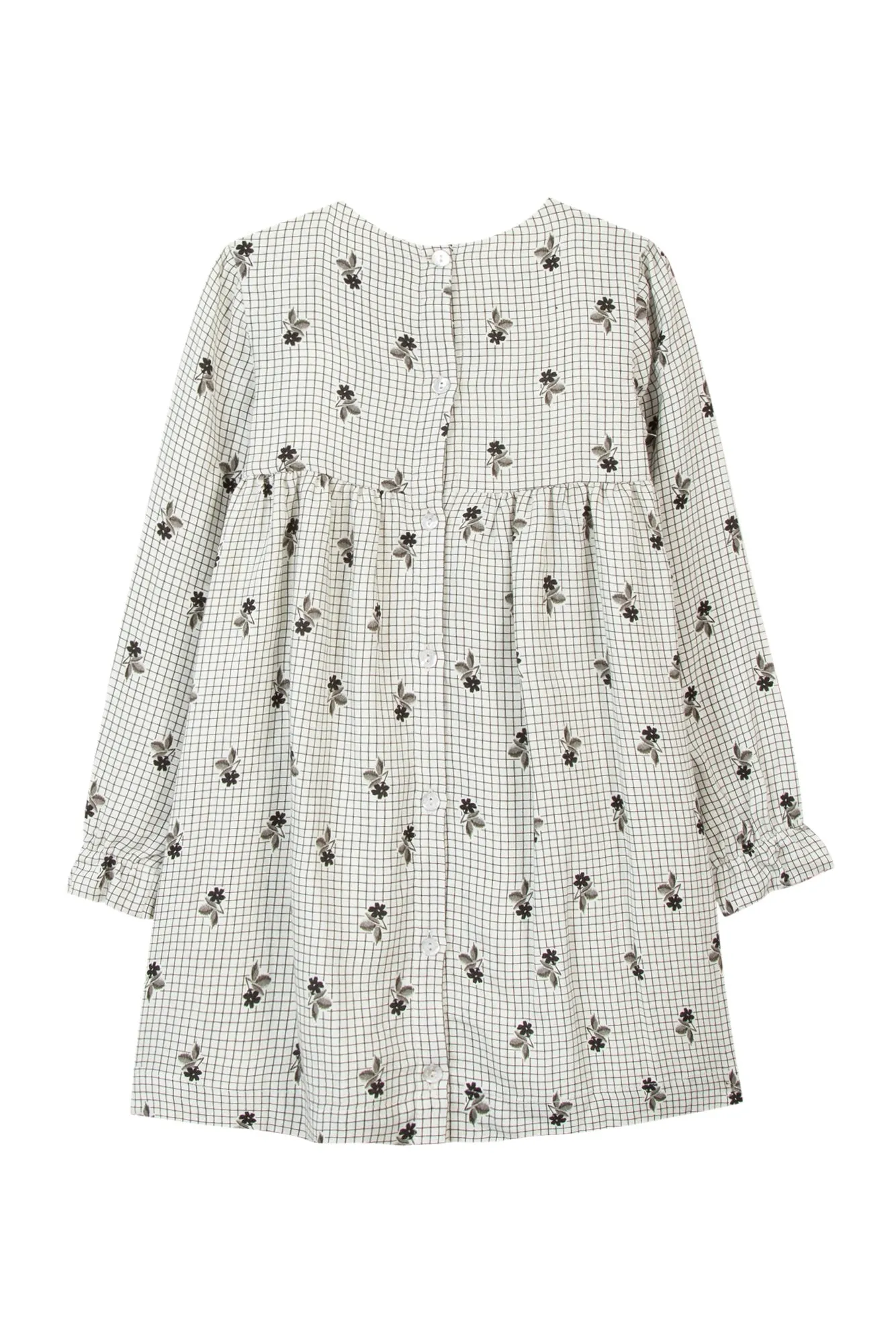 TAR Ivory Checked Flower Printed Dress