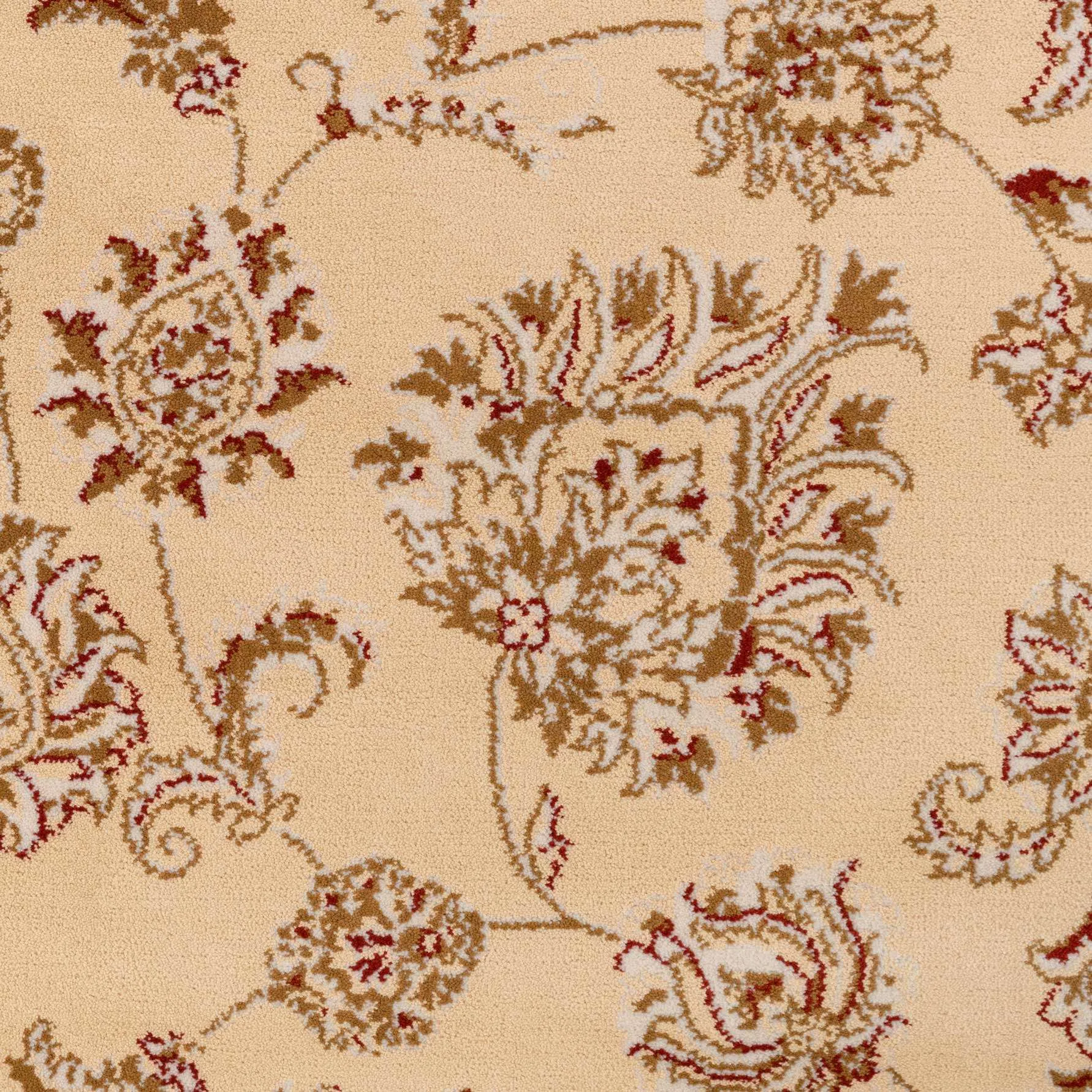 Traditional Cream Motif Round Rug