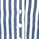 White & Navy Striped Button Front Mini Skirt