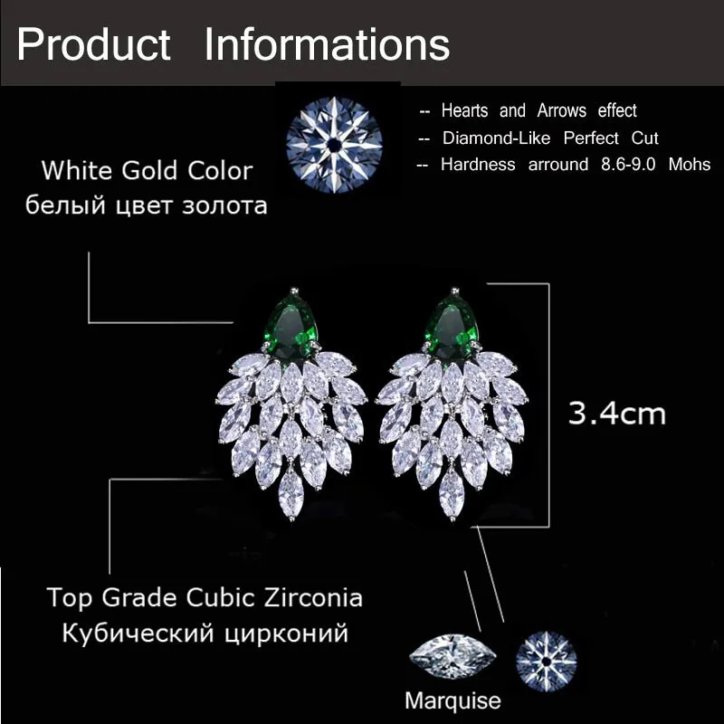 White Cubic Zirconia Paved Long Earrings