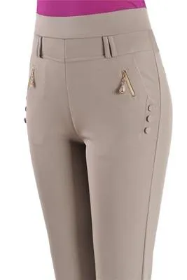 Women Long Loose High Waist Stretchy Trousers