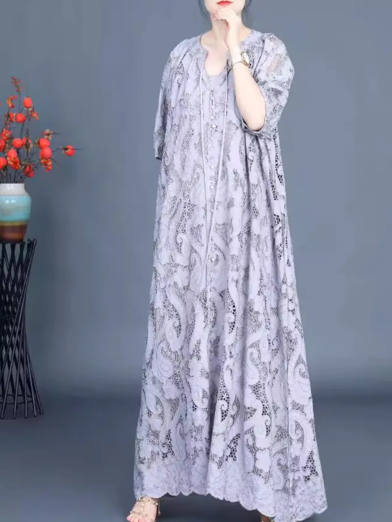 Women's Every Occasion Wear Embroidery Flowers A-Line Dress