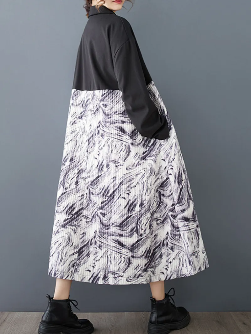 Women’s Fashionable and Classy Lapel Collar A-Line Dress