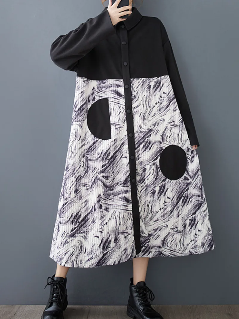 Women’s Fashionable and Classy Lapel Collar A-Line Dress