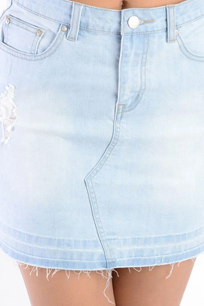 Women's Tattered Denim Skirt